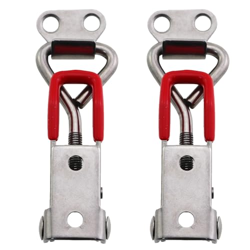 MDXing 2PCS 304 Stainless Steel Adjustable Toggle Latch 4001 Quick Door Bolt On Clamp Horizontal Hasp Clamp For Cabinet Doors Storage Boxes Tool Boxes Boxes Smoker Lids