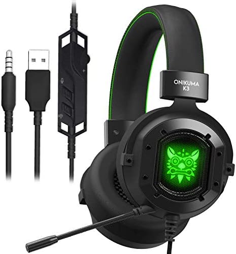 GAKOV Gaming Headset, GAV9 7.1 Stereo Wired USB Computer Headphones with Micro,LED Light,Bass Surround,Soft Memory Earmuffs for Laptop/Mac/Computer