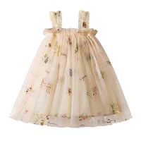 NNJXD Vestido infantil casual de tule bordado floral para bebês, Amarelo 2107, 6-12 Meses