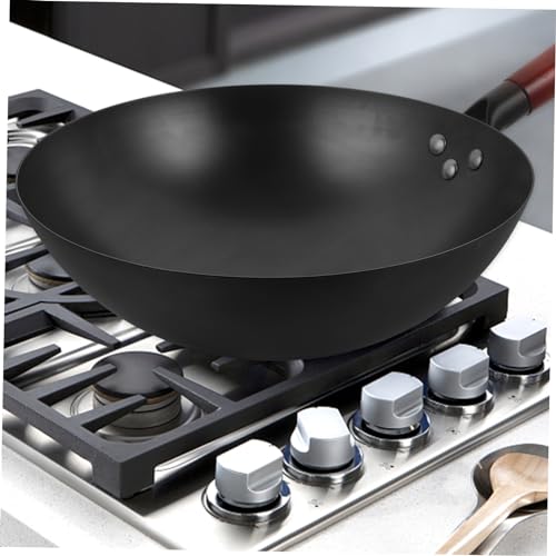 Wok chino antiadherente con mango de madera miniatura 3