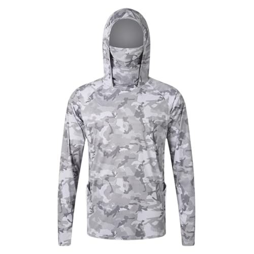 Bastwahl T-Shirt Anti UV Homme - Anti-UV UPF 50+ à Manches Longues Protection Solaire avec Masque Sweats à Capuche Pull Fonctionnelle D'extérieur Stretch...