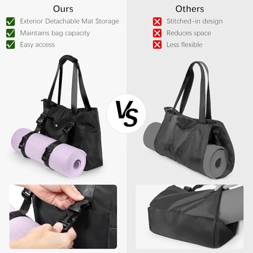 Gatycallaty Yoga Mat Bag Carrier Multi Functional Zipper Pockets Adjustable Yoga Mat Strap Tote Gym Bag for Yoga Accessories (Black)