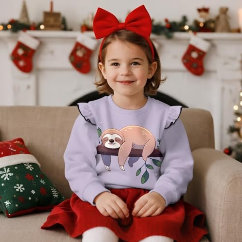 Xhuibop Toddler Fall Sweatshirt Ruffle Sleeve Design Graphic Tees Toddler Girl Long Sleeve Shirts Age 1-8Y3