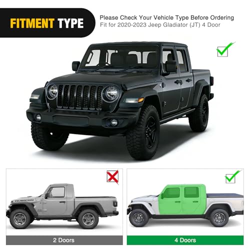 Image of Nilight Running Boards for 2020 2021 2022 2023 2024 2025 2026 Gladiator (JT) 4 Door Dual-Stage Textured Black Powder Coated Slip-Proof Side Step Nerf Bars
