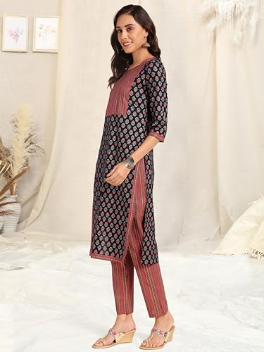 Image of MIRCHI FASHION Women's Cotton Straight Fit Printed Kurta Set with Trouser