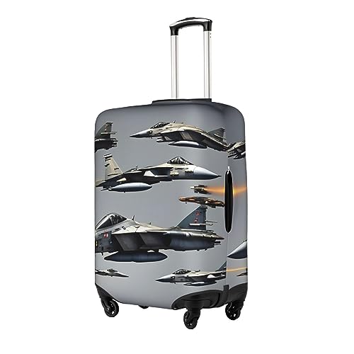 Aircraft Fighter Jets Print Travel Luggage Cover Suitcase Protector With Concealed Zipper Washable Elastic Cloth2