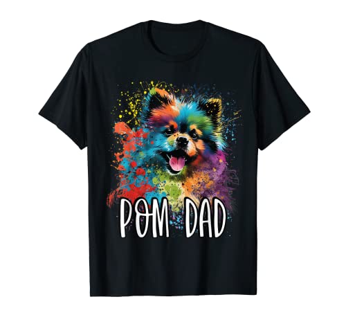 Colorful Splash Art Pomeranian Pom Dad Retrato cachorro Camiseta