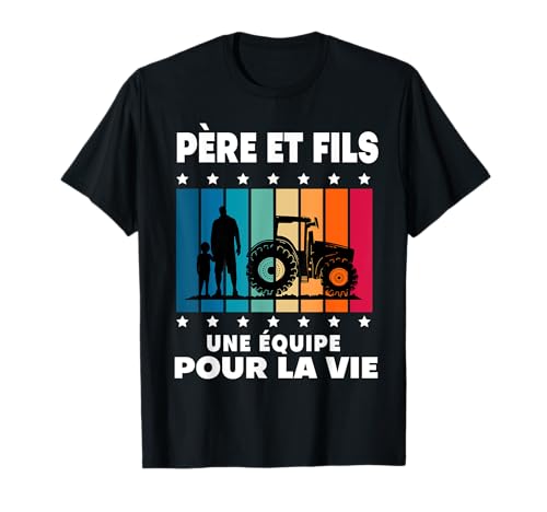 père et fils agriculteur homme vintage papa tracteur T-Shirt