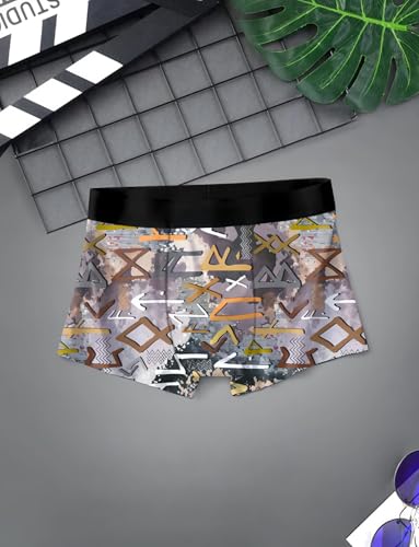 Generic Men's Cotton Blend Printed Stretch Trunks Pack of 3 Brown - Image 3