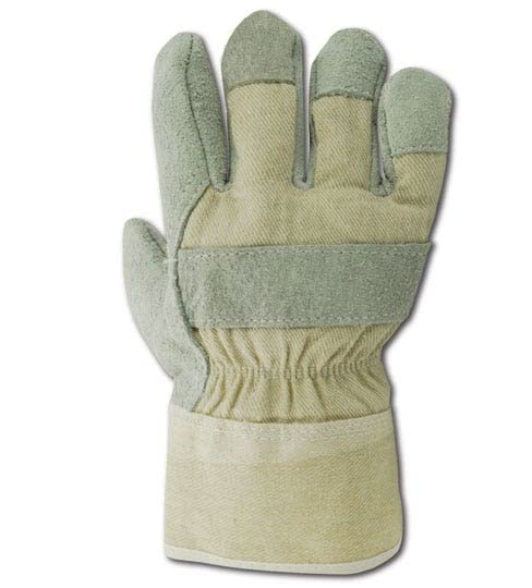 MAGID DuraMaster TB725IEWB Glove | Leather Economy Gloves with a Cow Split Leather Palm, Wing Thumb & Polyethylene Cuff - Large, Gray (12 Pairs)