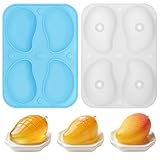 Paquete de 2 con 4 cavidades Molde de silicona para pudín de frutas y mango, ideal para postres, pasteles, dulces, gelatina, pudín, mousse, decoración de tartas, material suave