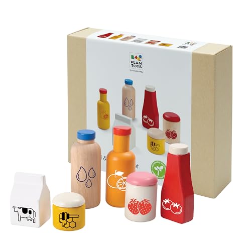 PlanToys® Wooden Food & Beverage Pretend Play Set | Montessori