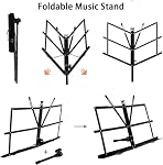 EASTROCK Support musical Portable pliant Support de partition métallique léger avec sac de transport & Clips, hauteur réglable 28"-54", 2-in-1 Bureau & Sol pour piano, violon, étudiants, musiciens