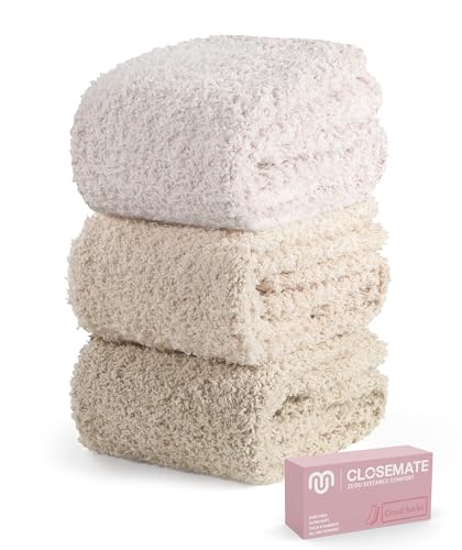 [CLOSEMATE] 靴下 レディース モコモコ靴下 あったか ルームソックス 防寒保温 3足セット 23-28cm ギフトボックス 通気吸湿発熱 厚手 自宅 睡眠 冬 無地