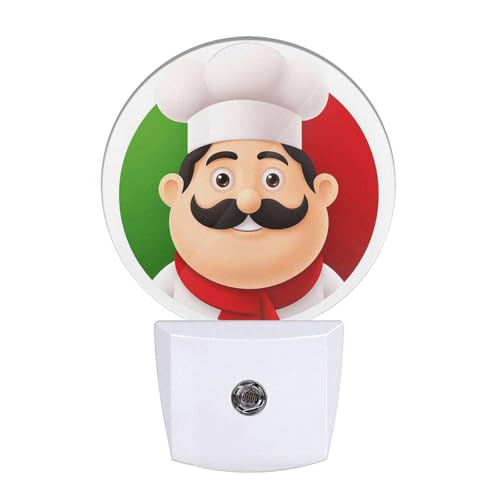 Image of EKOBLA Italian Chef Night Light, Cute Cartoon Chef Night Lights Plug Into Wall with Auto Sensor for Holiday Gifts