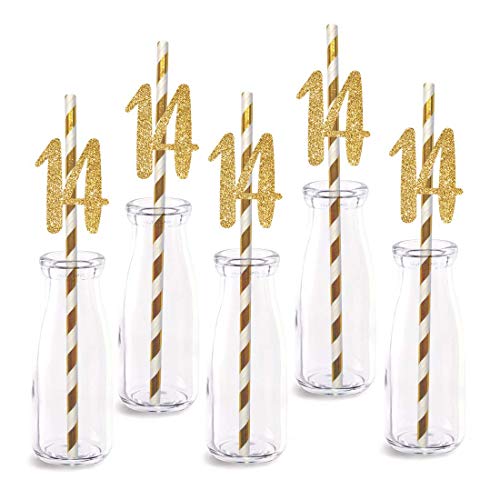 Pitillos de papel dorados con números brillantes x 24 miniatura 1