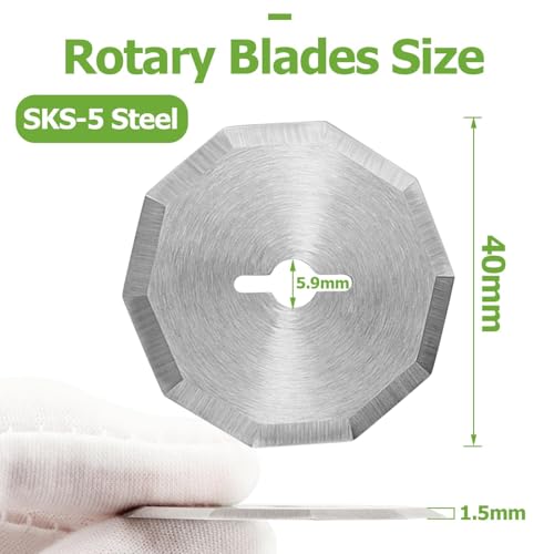 Bestgle 3 Pcs Replacement Rotary Cutter Blades Compatible with Worx WX082L 4V ZipSnip Cordless Electric Scissors, 10 Sides Cutting Rotary Knife Blade Refill for Fabric Cutting Quilting Sewing Tool - Thumbnail 2