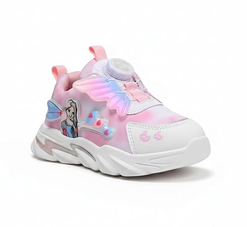 HOOH Girls Fashionable Auto-Lace Sneakers Comfortable Casual Footwear for Girls (Pink, UK Footwear Size System, Little Kid, Age Range, Medium, 3 Years, 3.5 Years)