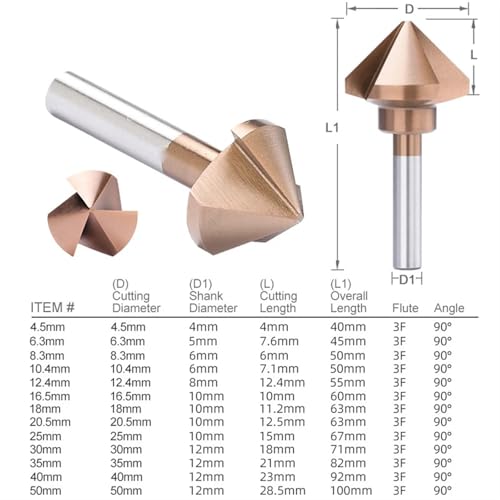 Fraise à chanfreiner HSS 6542 de haute précision pour atelier - 3