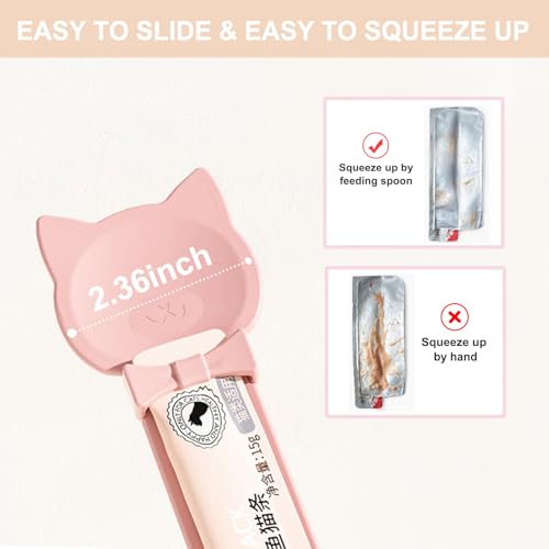 Image of PETPAWLOVELY-1PCS Cat Treat Spoon Squeeze,Cat Strip Feeder spoon,Multi-Function Dispenser spoons,Easy Feeding Spoons for Licky Treats,Pet Food tool for Wet Food(Pink)