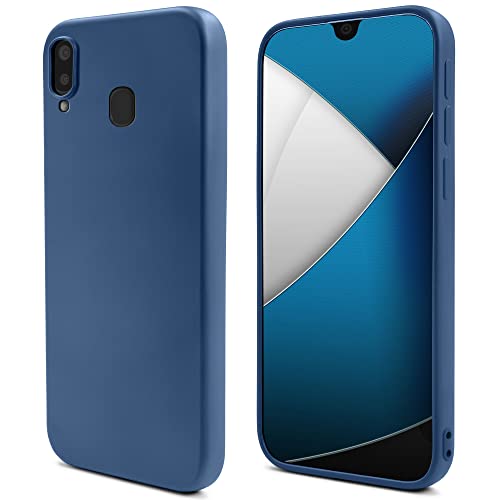 Moozy Lifestyle. Coque pour Samsung A20e, Bleu Nuit - Case en Silicone Liquide avec Finition Mate et Doublure en Microfibre Douce Cover