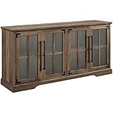 Pemberly Row Farmhouse 4 Door Wood TV Stand for TVs up to 58' in Rustic Oak