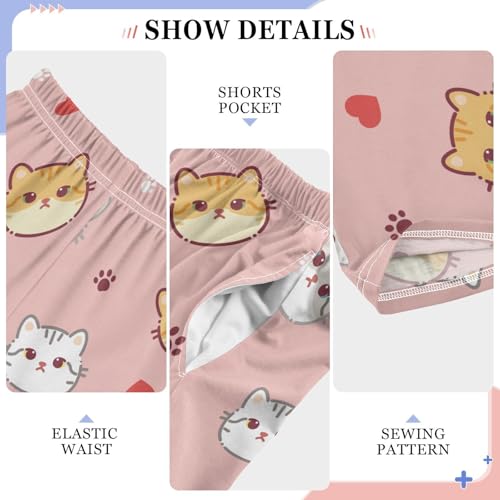 Cute Cats Heart Paw Boys Pants for Kids Jogger Pants with Pockets S-XL4