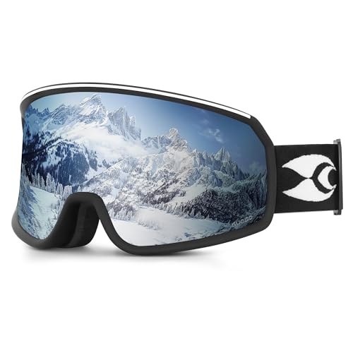 suoso Gafas de esquí para hombres y mujeres, gafas de esquí para snowboard, Jet Snow, 100% protección UV400 OTG, antivaho, antirreflejos, compatibles con casco, esquí, snowboard, ciclismo, motocicleta