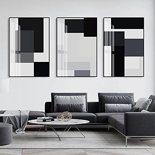 Bloc géométrique toile peinture lot de 3 affiches murales 50x70cm moderne