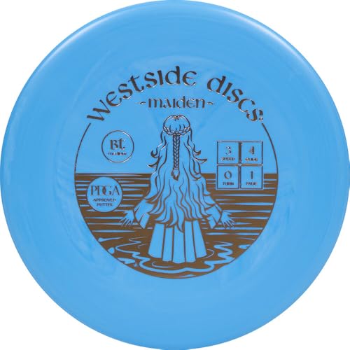 Westside Discs BT Medium Maiden Disc Golf Putter | Neutral Putt & Approach Disc | Grippy BT Medium Plastic | Straight Putting & Controlled Approach Shots | 170-176g (Blue)