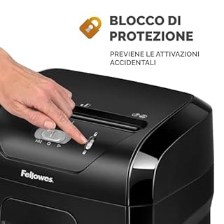Fellowes FS-15C Distruggidocumenti, Taglio Incrociato, 15 Fogli, P4, Cestello Estraibile 19L, Alta Sicurezza per Casa e Ufficio, Silenzioso e Potente, Nero
