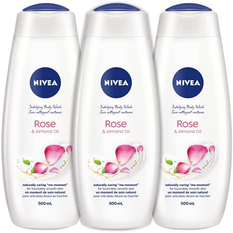 NIVEA Rose and Almond Oil Body Wash, 3x500ml