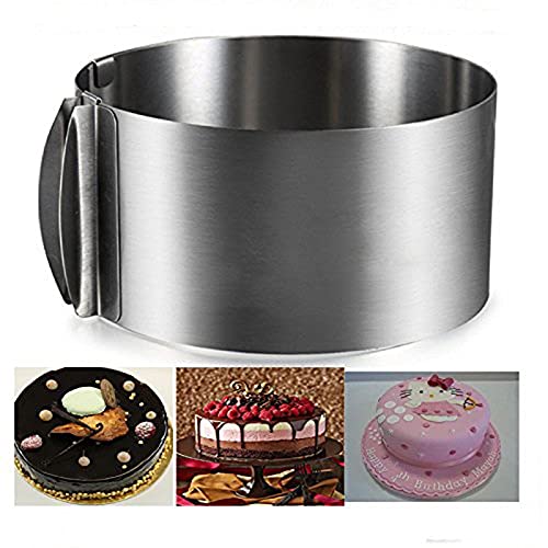 6 in Cake Pan Cake Rings for Baking Adjustable 6-12 inch Cake Ring Mold Cutter Stainless Steel Funnel Cake Kit Baking Ring Mousse Tiramisu Ring Mold Layer Cake Pan Pastry Rings