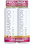 NYK1 Set Di Shampoo Senza Solfati E Balsamo (500ml x 2) Set Di Shampoo Senza Sale Post Cheratina E Balsamo Per Extension E Capelli Colorati - Detersione Delicata E Previene La Rottura Dei Capelli