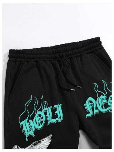 GORGLITTER Men's Y2k Graphic Sweatpants Drawstring Waist Workout Gym Joggers Pants Streetwear3