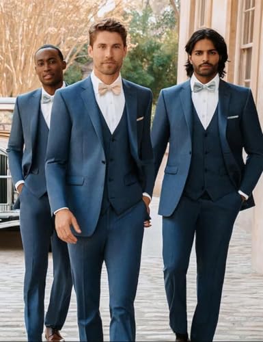 Mens Suits 3 Piece, Slim Fit Suits for Men Wedding Groom Suit Formal Business Prom Party Mens Tuxedo Suit Set4