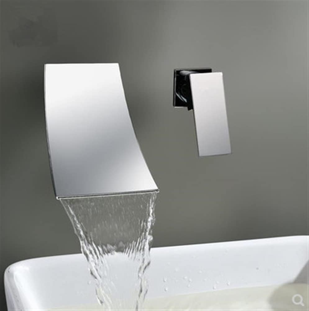 HCFYAUIS Modern Chrome Bathroom Faucet Set In Wall Waterfall Basin Mixer Tap for Bathroom and Kitchen Hot and Cold Water Sink Faucets