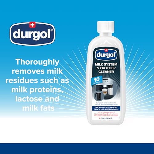 Durgol Swiss Espresso, Descaler and Decalcifier, 4.2 Fluid Ounces (Pack of 10) Milk System and Frother Cleaner, External Milk Frothers,16.9 Ounce, White