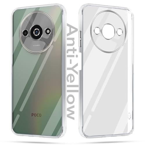 Image of Jkobi Lifetime Anti-Yellow Clear Back Cover Case for Xiaomi Poco C61 (Sleek Hard Crystal | Shockproof and Camera Protection)