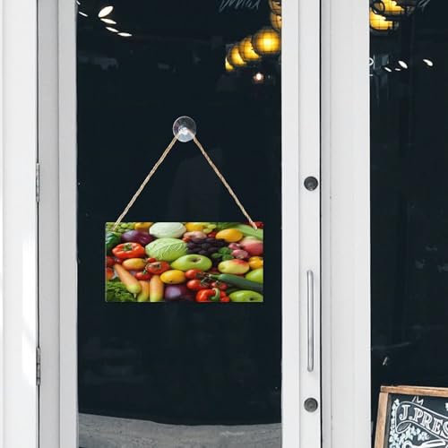 Letrero de madera rústica de frutas y verduras placa colgante rectangular personalizable 8