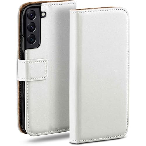 Étui à rabat en cuir pour Samsung S22 blanc moex une finition épurée