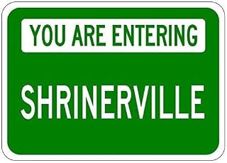 Metal Tin Sign You Are Entering Shrinerville - Customized Shriner Lastname Vintage Retro Aluminum Sign For Wall Decor 8X12 Inch