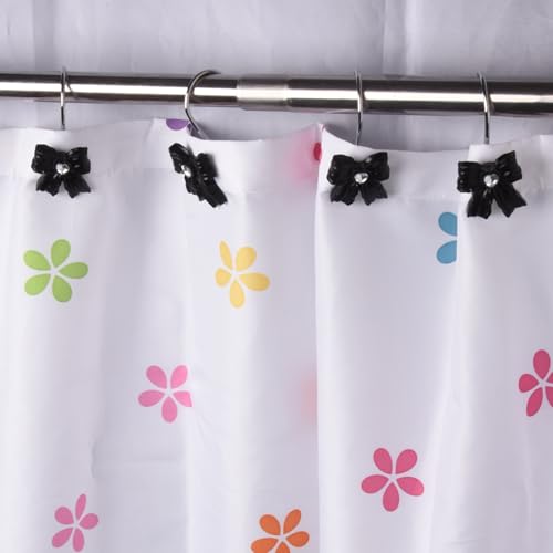 12PCS Shower Curtain Hooks Rings,Black Bow Resin Curtain Hooks Shower Rings for Bathroom Baby Room Nursery Art Decors - image 2