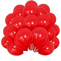 Red Balloons Set, 30 Pcs Balloon 12 Inch Matte Red Latex Balloons with Ribbon for Women Men Wedding Birthday Party Supplies Eagagement Proposal Christmas Santa Claus Carnival Events Decorations