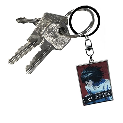 ABYSTYLE Death Note Accessories L Keychain Lenticular Justice Metal Keychain Perfect as a Death Note Gift - Official Anime Manga Merch for Fans