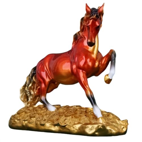 Estatua de Caballo Galopando en Resina con Base de Monedas