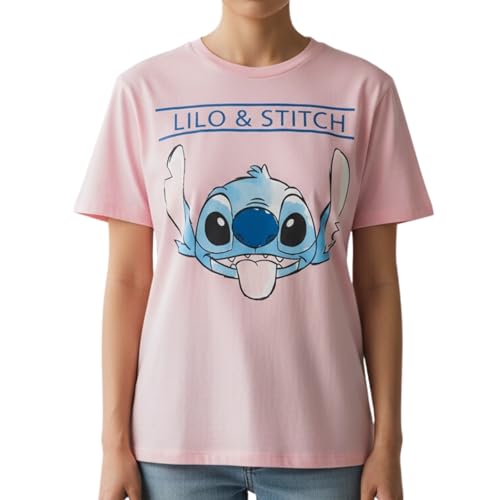Image of Disney Stitch T-Shirt for Women, Stitch T-Shirt Soft Cotton Short Sleeve T-Shirt Women and Teens, pink, L