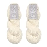 100% Baby Alpaca Yarn Wool Bare Yarn Wool Undyed 2 Hank Set Bulky Weight - Heavenly Soft and Perfect for Knitting and Crocheting (Ivory, Bulky Undyed - 200 Grams)