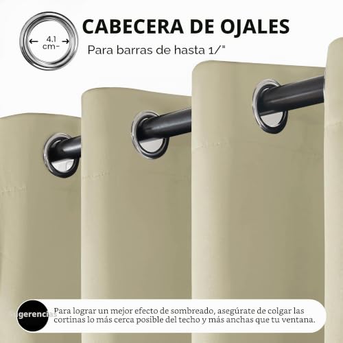 Cortinas salón opacas contra el frío en juego de 2 paneles aislantes de 140x260 cm beige claro 8