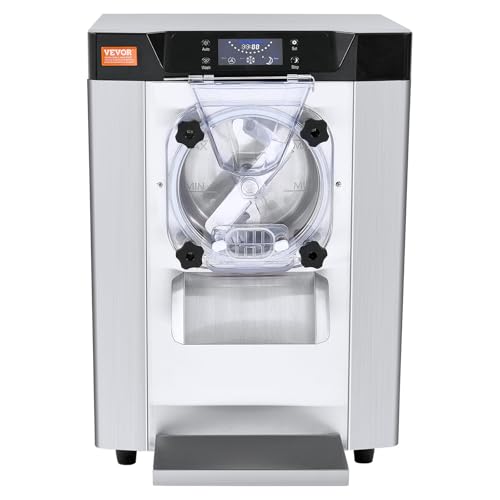 VEVOR Kommerzielle Eiscreme-Maschine, 12 L/h Einzelgeschmacksrichtung Arbeitsplatten-Eiscrememaschine für Hartes Servieren, 4,5 L Edelstahlzylinder, LED-Panel, Automatische Vorkühlung mit Reinigung